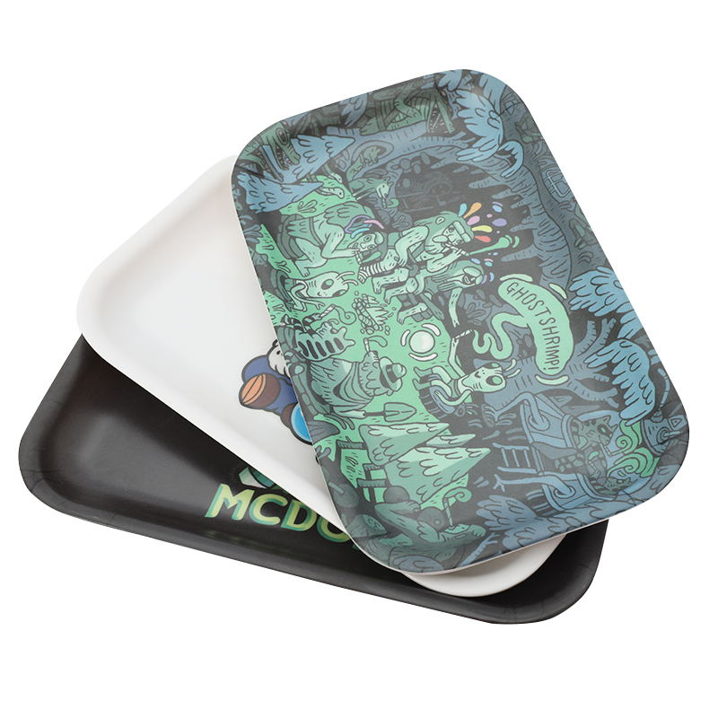 Jiju 007z Wholesale Custom High Quality Blank Metal Tobacco Melamine Rolling Tray