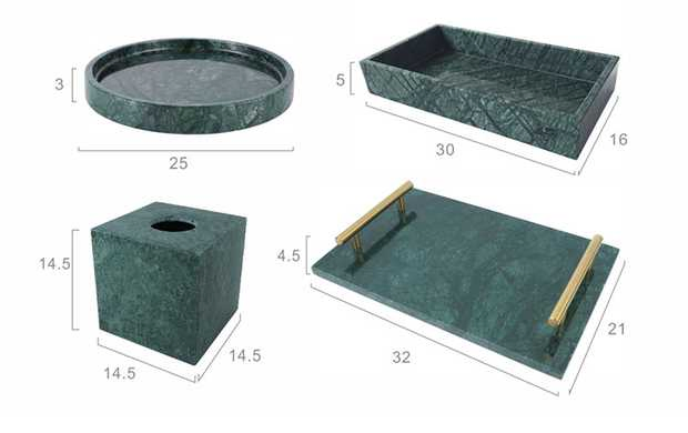 Green Marble Soap Dispenser Set for Bathroom