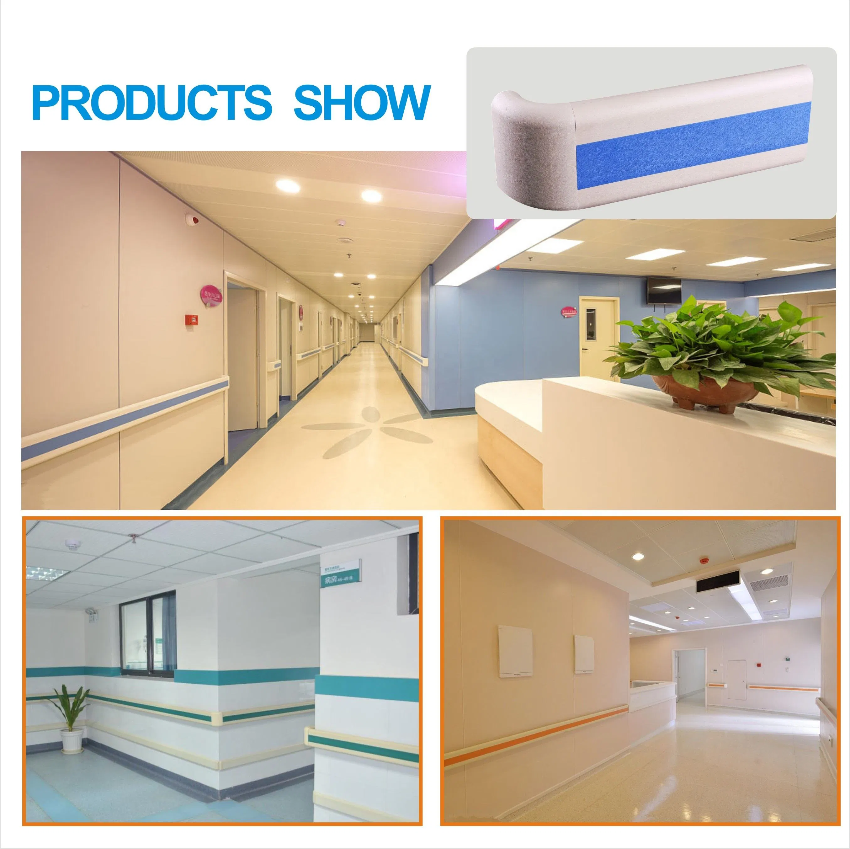 Hospital Wall Protection Corner Guardrail Corridor Handrail PVC Railing