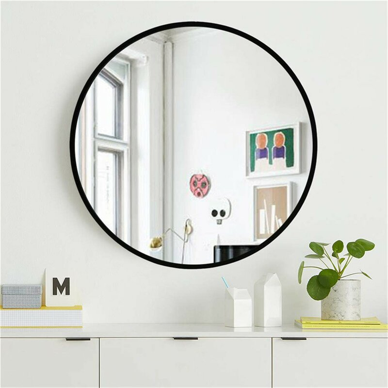 Metal Framed Mirror Round Decorative Mirror Living & Bathroom Wall Mounted Framed Mirror for Home Furniture
