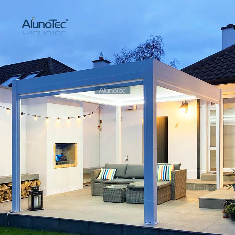Electric Bioclimatic Pergolas Opening Roof Louver Aluminium Garden Pergola