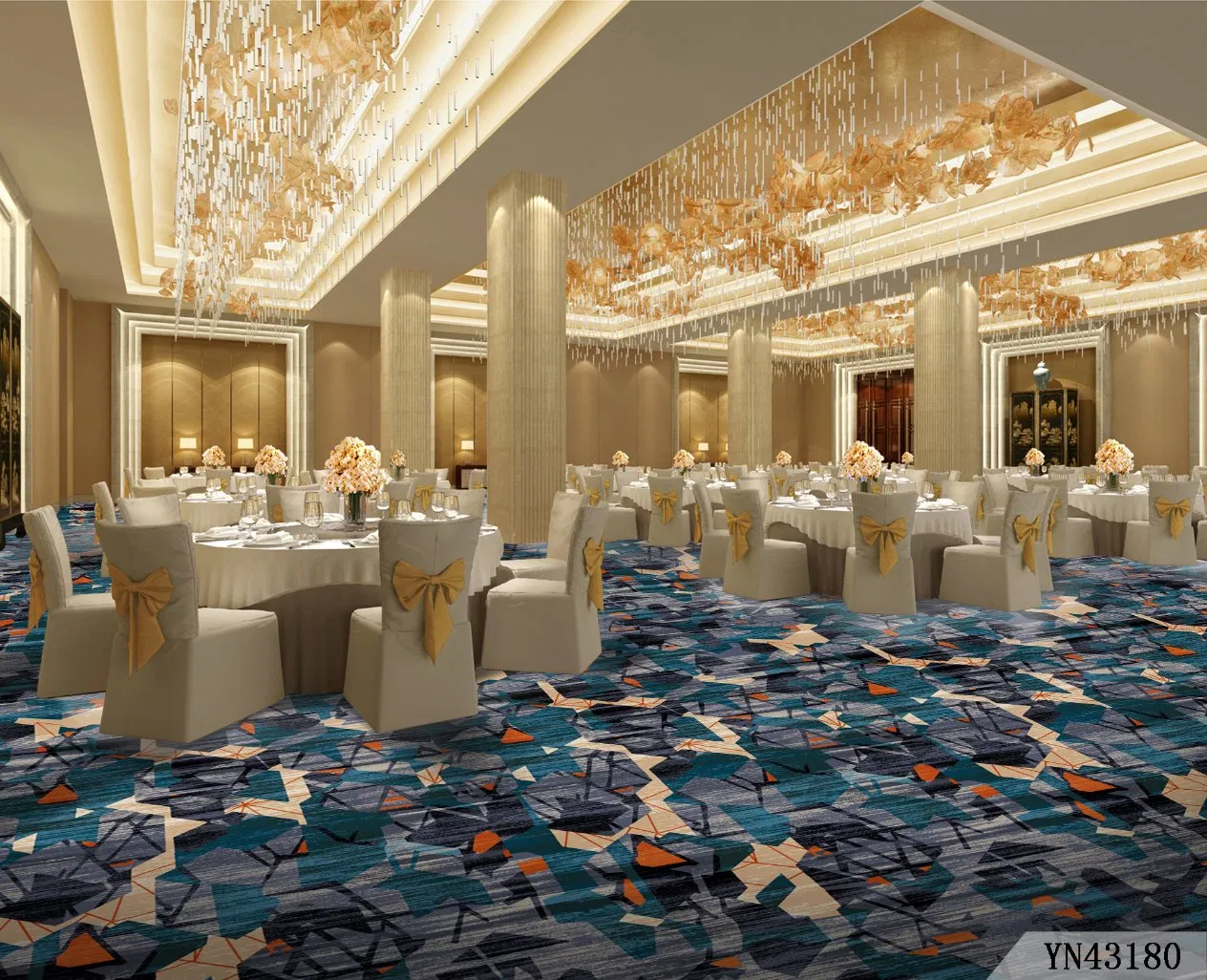China Carpet Factory Customized Commercial Hotel Luxury Wool Axminster Floor Banquet Hall Carpet