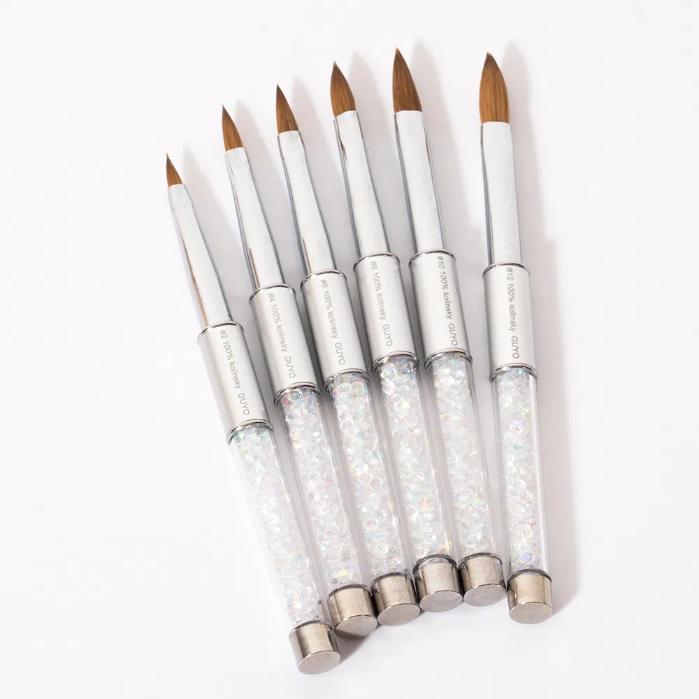 Guyo #6 Rhinestone Inside Handle 100% Kolinsky Nail Art Brush