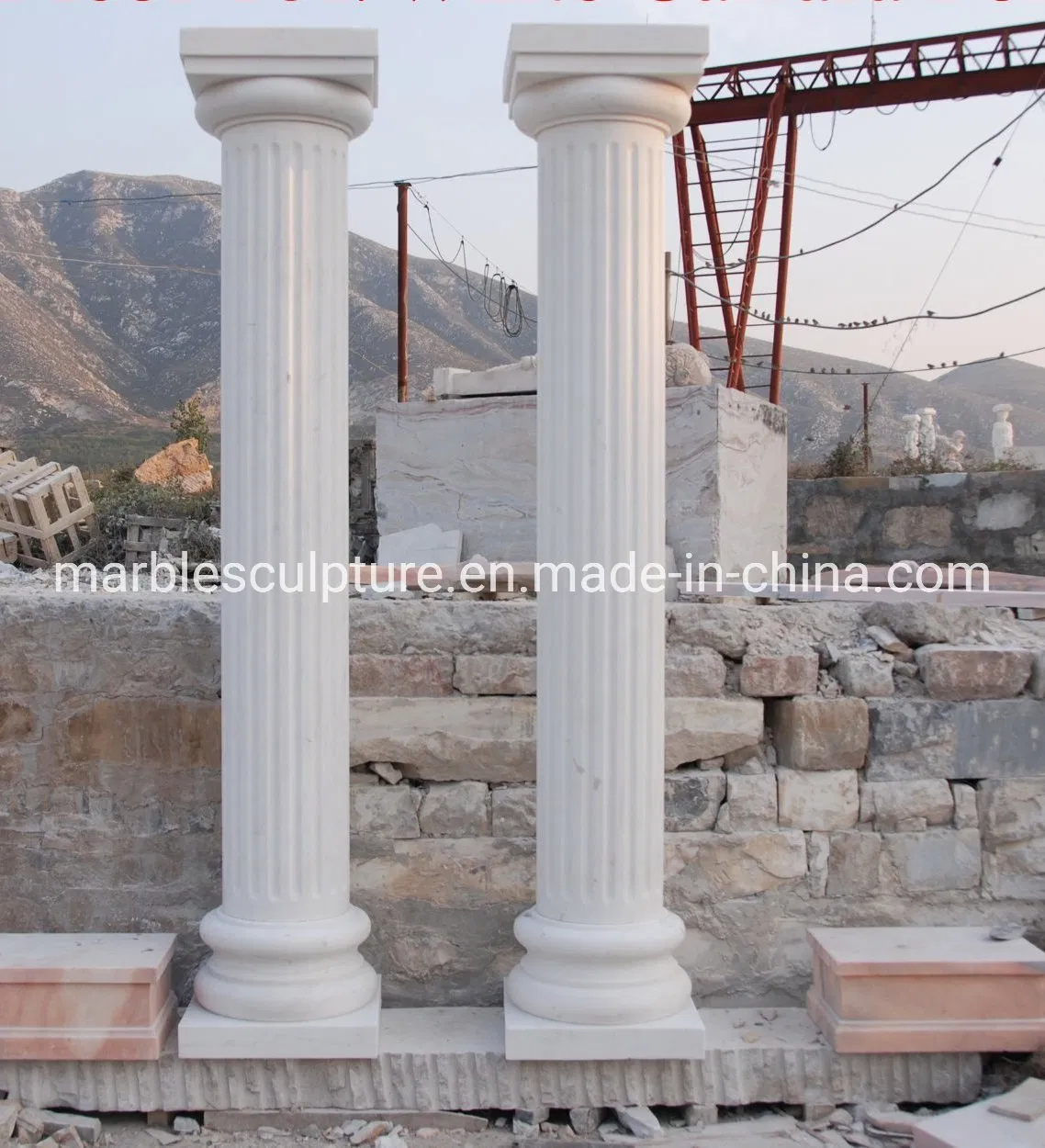 White Marble Stone Sculpture Column for Outdoor Decoration (SY-C012)