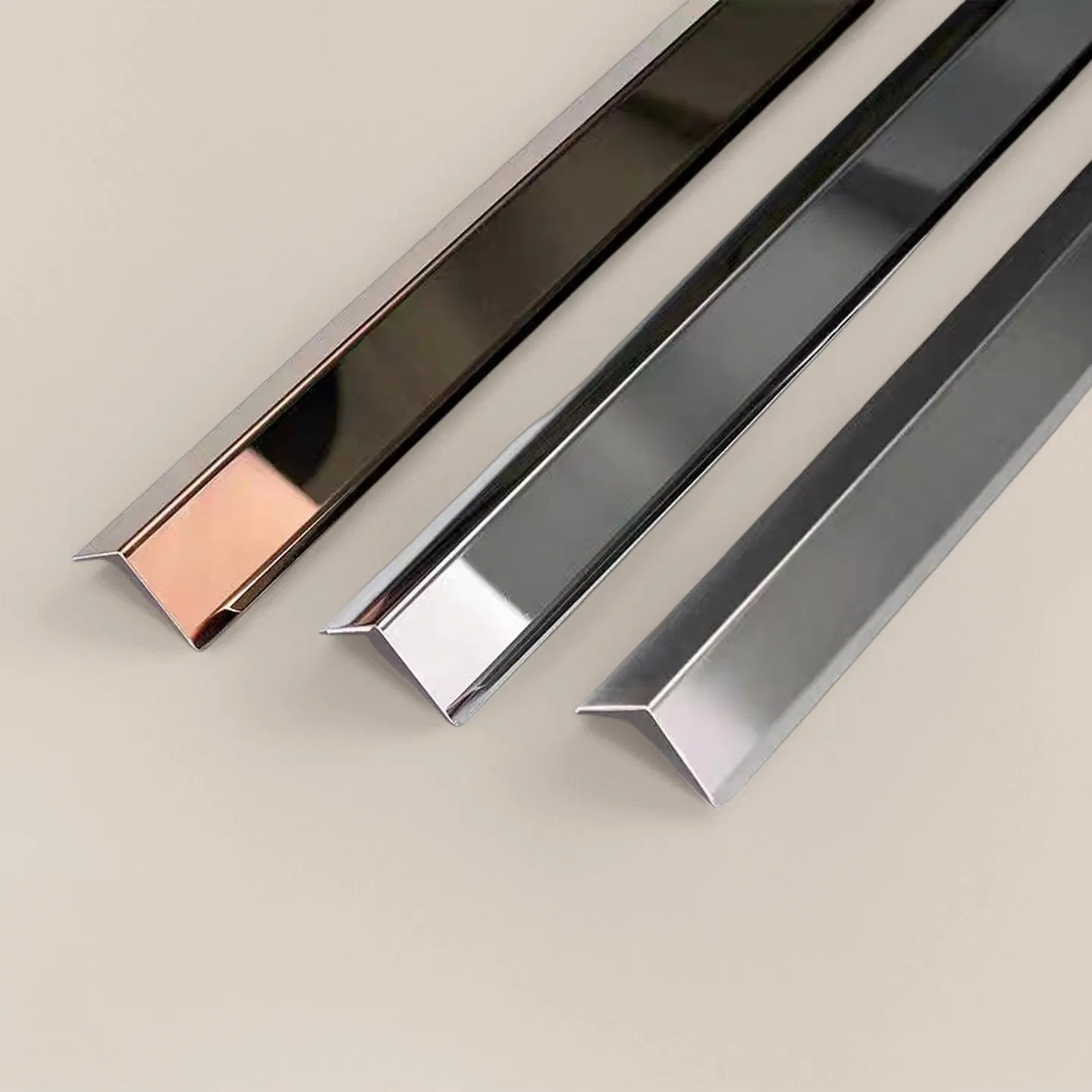 T&C L31 L-Shape PVD Gold Color Mirror Brushed Finish Stainless Steel L Trim for Wood Panel Joints