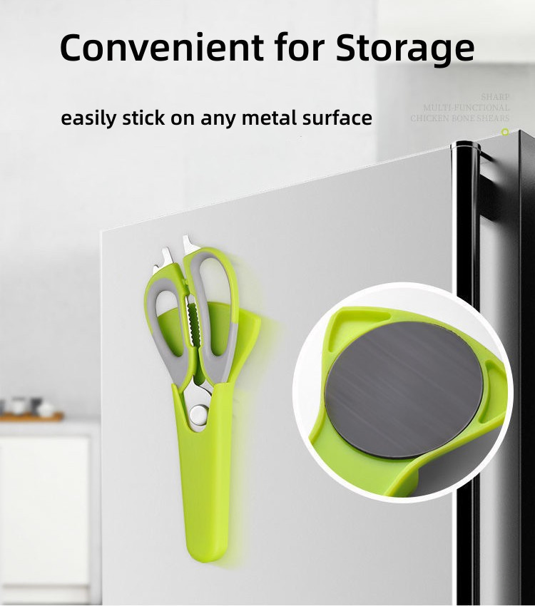 Kitchen Scissors with Magnetic Holder, Heavy Duty Kitchen Shears Meat Scissors, Multifunctional Stainless Steel Cooking Poultry Scissors for Household--3.0mmred