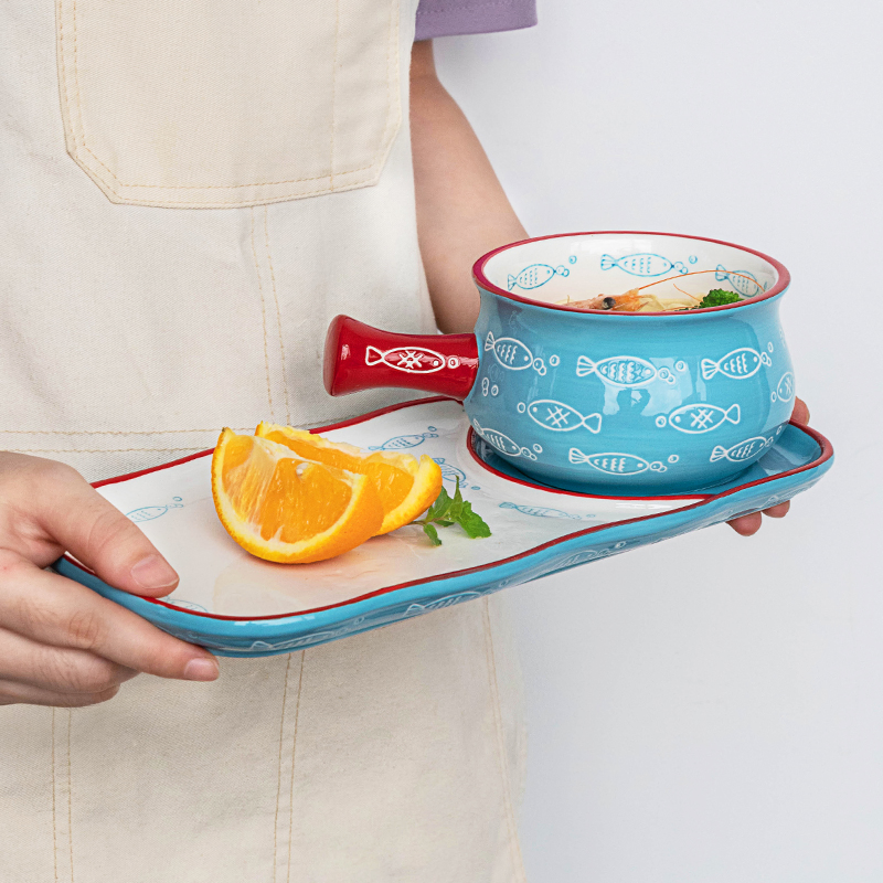 Ceramic Cereal Breakfast Dessert Bowl Onion Soup Bowls with Handles