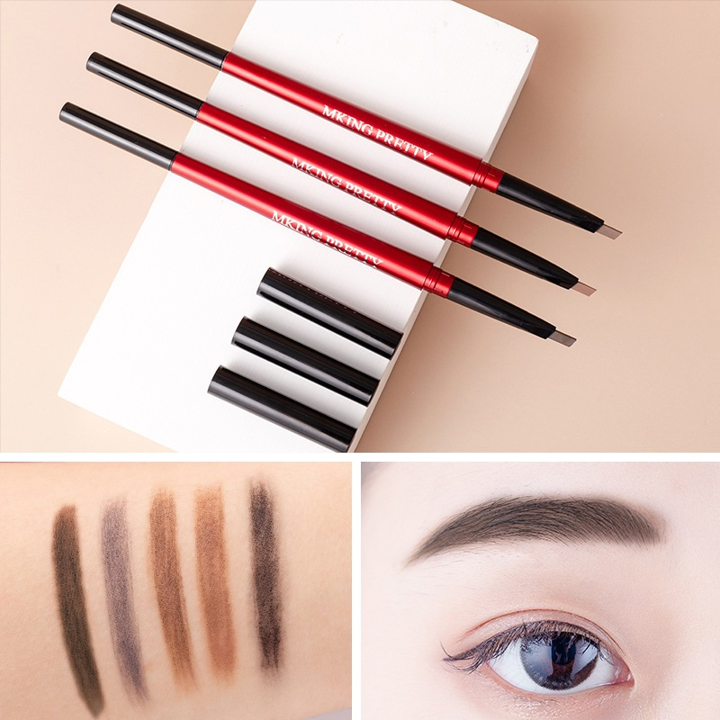 Ep04 Net Double-Head Extremely Fine Eyebrow Pencil Waterproof Sweat-Proof Permanent Non-Halo Eyebrow Pencil Two-Purpose Automatic Rotation Eyebrow Pen Factory