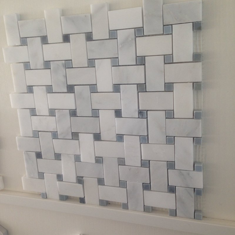 Мозаичная плитка Basket Weave из мрамора для кухни