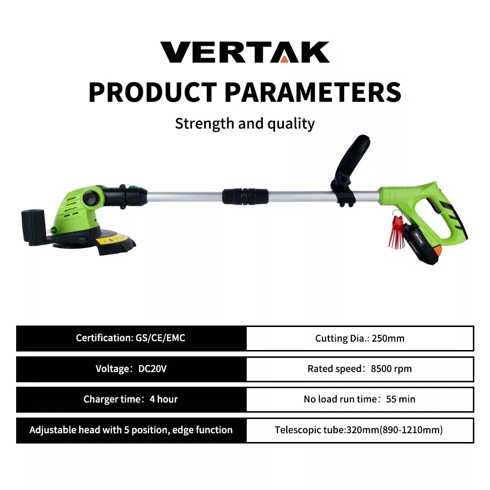 Great Quality Electric 20V Cordless Grass Trimmer with GS/CE/EMC Manual Grass Brush Cutter for Garden