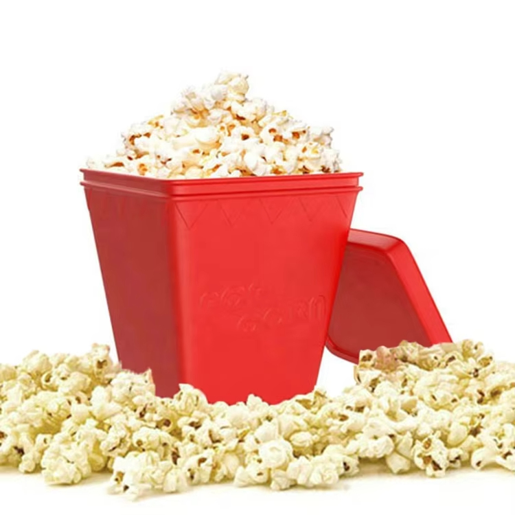 Brand New Square Popcorn Microwave Silicone High Quality DIY Popcorn Bucket Maker with Lid Box