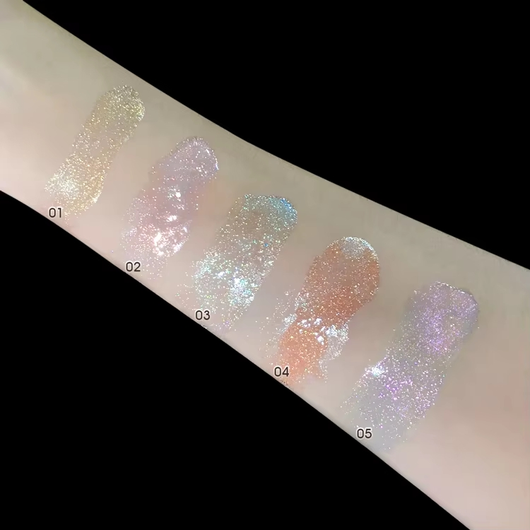 Custom Makeup Organic Glitter Liquid Body Face Highlighter Dropper Private Label Body Shimmer Highlight Oil