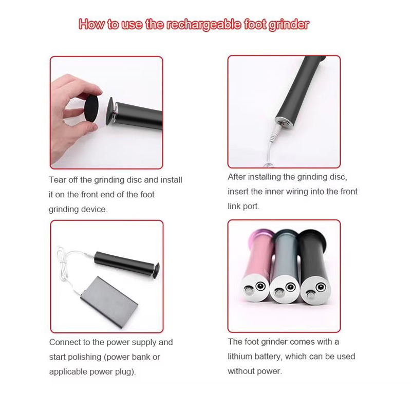 1. Electric Foot Grinder Rechargeable Battery Smooth Soft Feet Salon Home