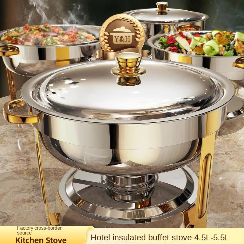 Hotel Restaurant Wholesale Stainless Steel Buffet Stove 4.5L Food Heating Insulation Alcohol Buffet Food Warmer