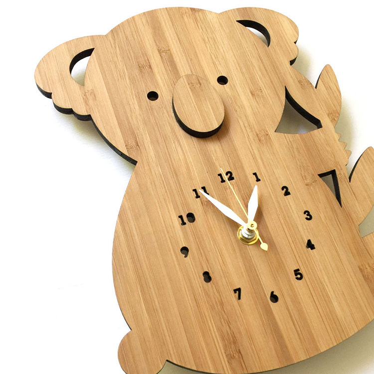Christmas Promotion Custom Bamboo Wood Digital Time Handmade Wall Clock
