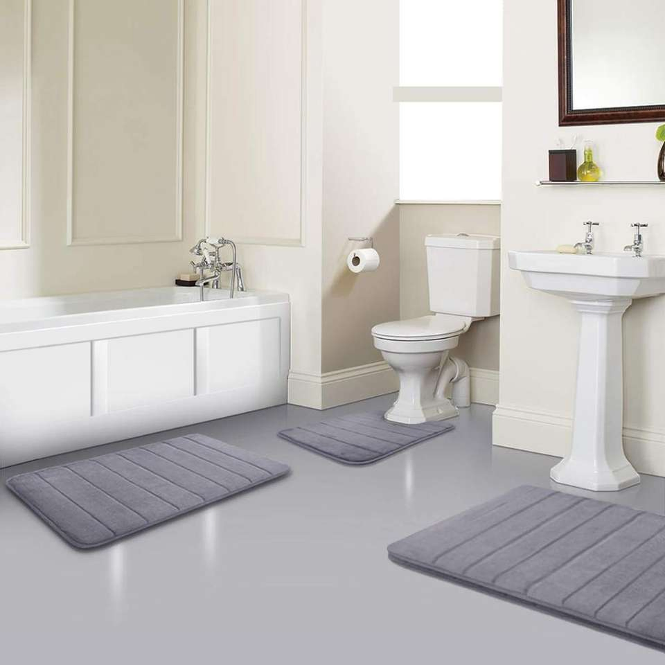 Water Absorb Memory Foam Bath Mat with Memory Effect Non Slip for Bathroom Bedroom Door Using