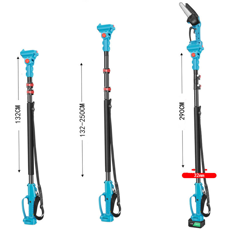 Digital Display Screen Electric Pruning Shears Secateurs with Extension Pole Tree Pruner Branch Cutter with 21V Lithium Battery
