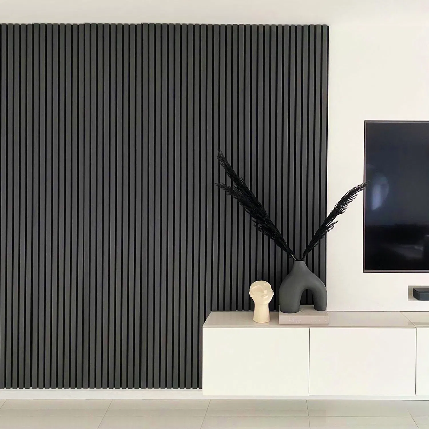 Elegant Slat Wood Acoustic Panels for Stylish Living Rooms