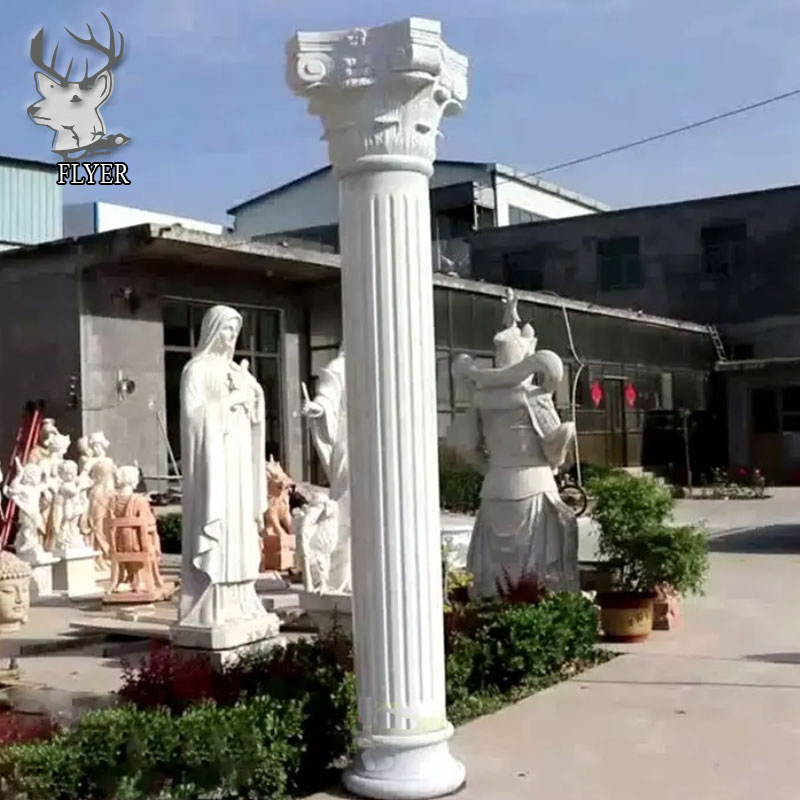 High Quality Custom Natural Marble Solid Roman Pillar Column Building Round Marble Column