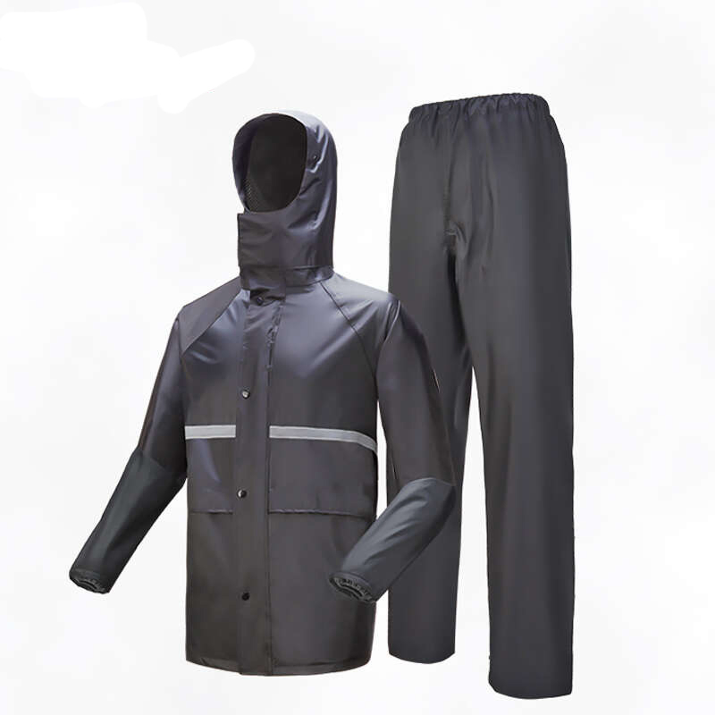 Wholesale Adult Emergency Rainwear Water Proof Long Raincoat Suit Waterproof Trouser Jacket Pants Set Safety Reflective Strip Rain Coat for Motorcycle