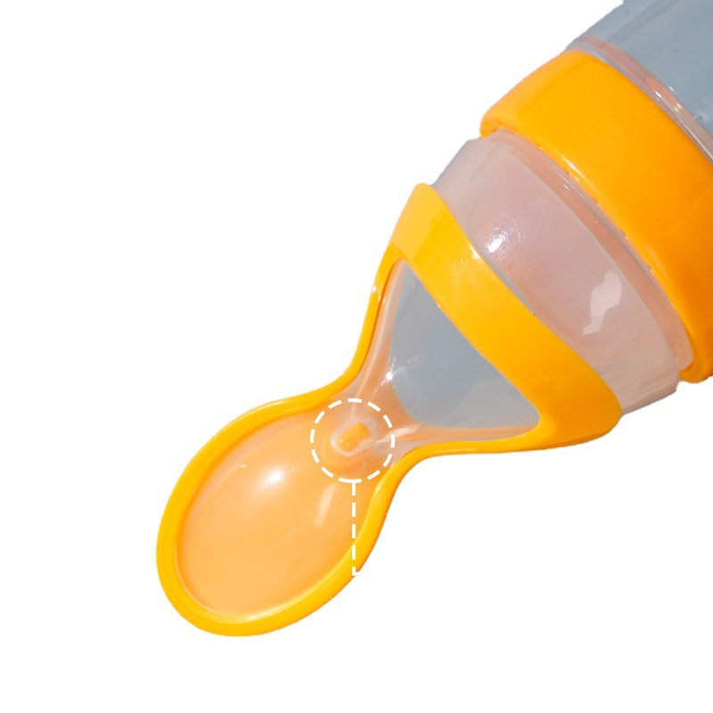 Baby Training Feeder Silicone Squeeze Baby Feeding Bottle with Spoon for Baby Products