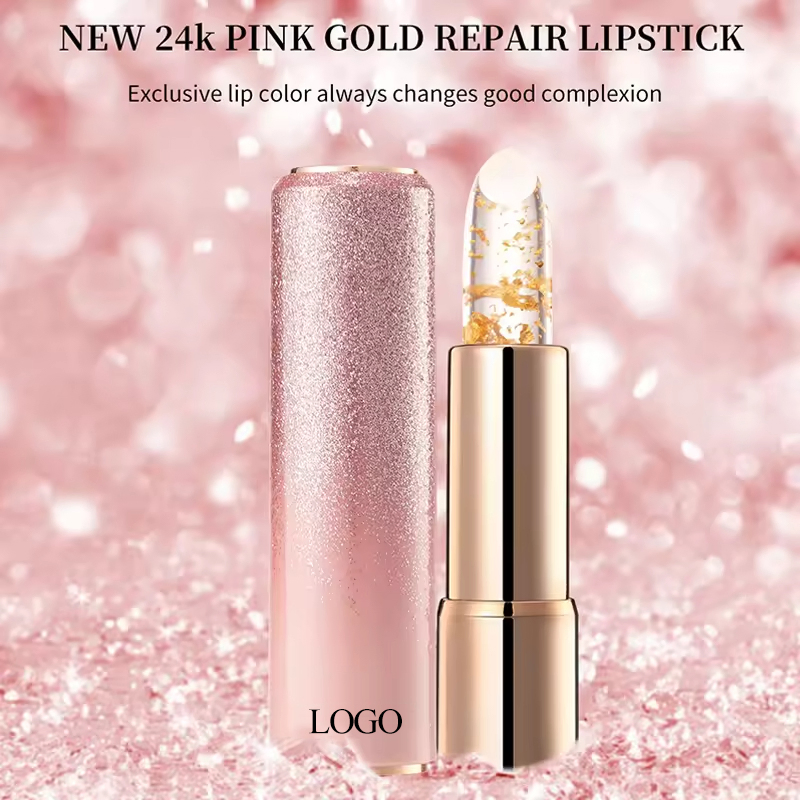 Make Your Own Lipstick 24K Gold Cosmetics Lip Skin Makeup Private Label Nude Gold Foil Lipstick Chapstick Lip Balm