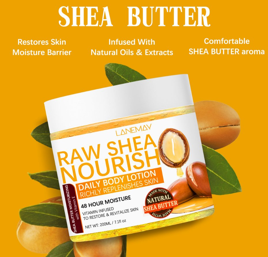 Online Wholesale and Retail Vegan Natural Body Lotion Autumn and Winter Care Avocado Moisturizing and Raw Shea Body Cream Body Butter Cream
