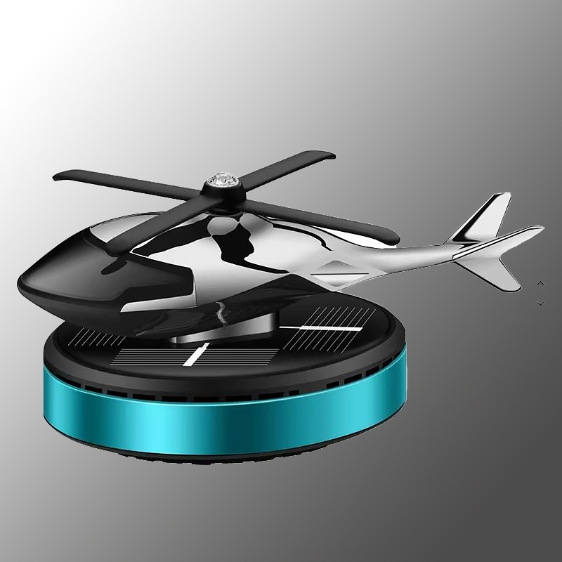 Solar-Powered Helicopter Car Diffuser Beechwood Aroma Diffusion 10ml Refillable Essential Oil Plug-Free Long-Lasting Fragrance