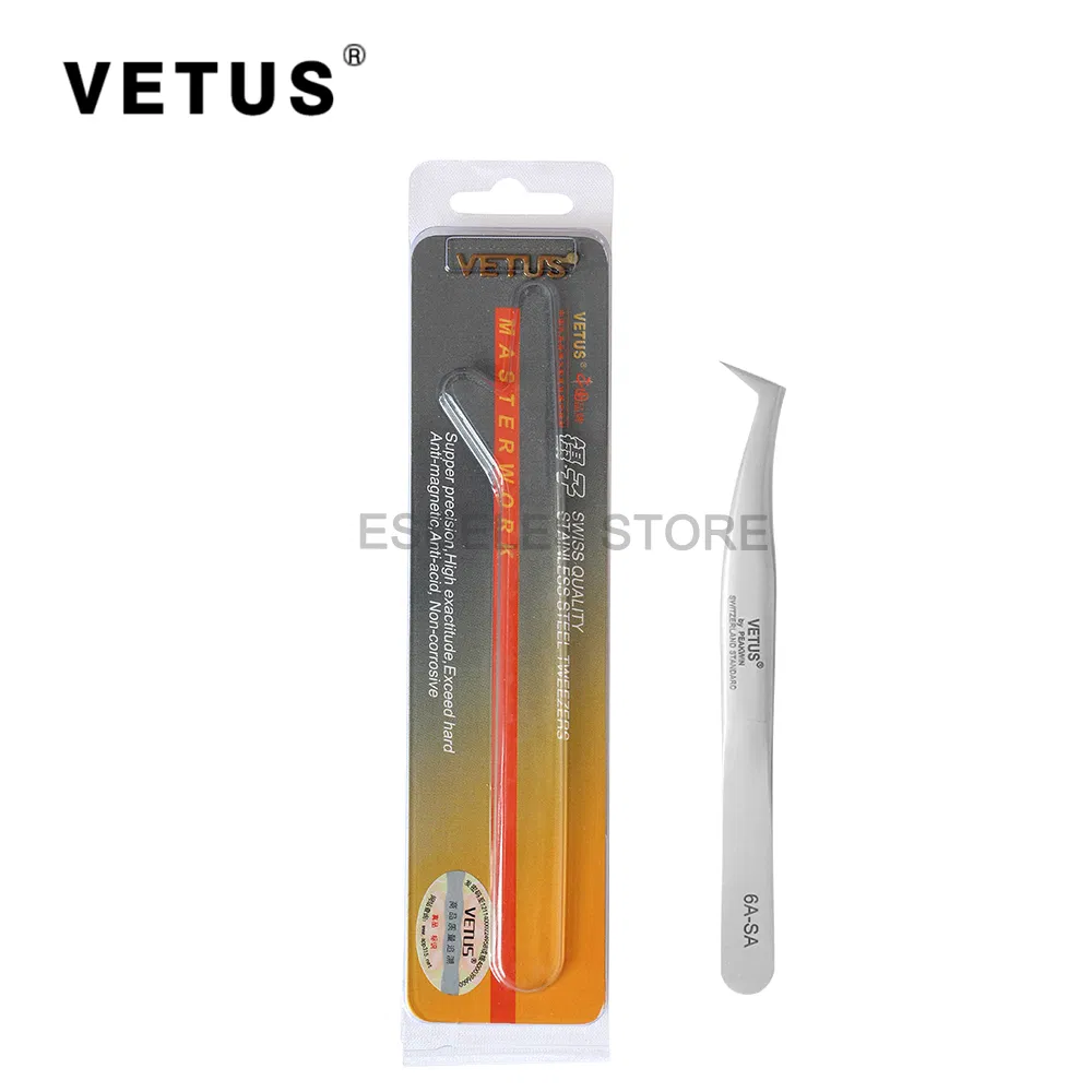 Vetus 6A-SA Precision Tweezers, Eyelash Extensions Tweezers Application Tools & Accessories Vetus Tweezer