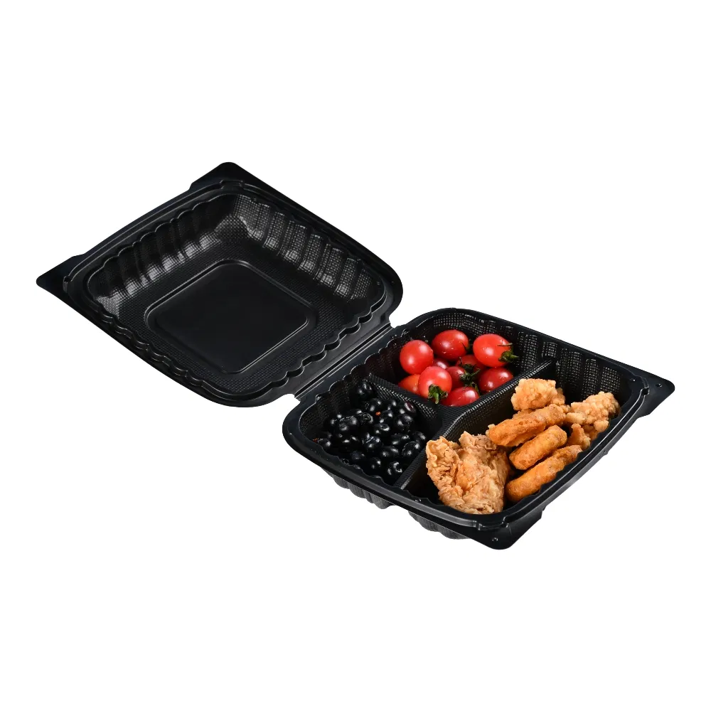 Durable PP Plastic Packaging Food Takeaway White 8X8 Clamshell Box