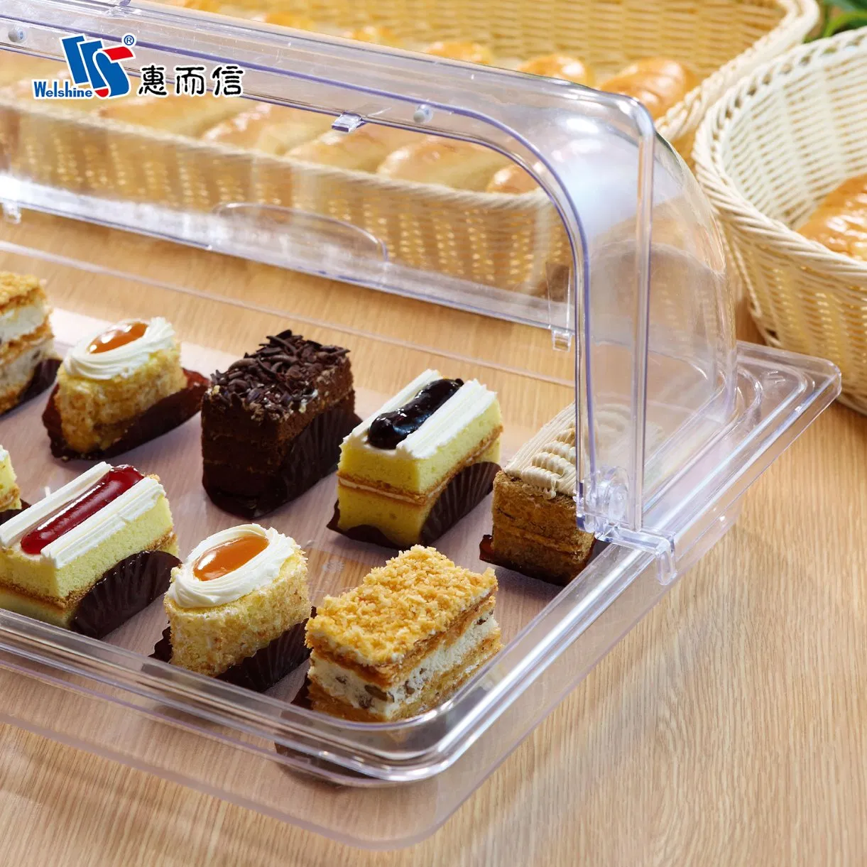 Flip-Open Clear PC Display Stackable Plate Restaurant Food Cover