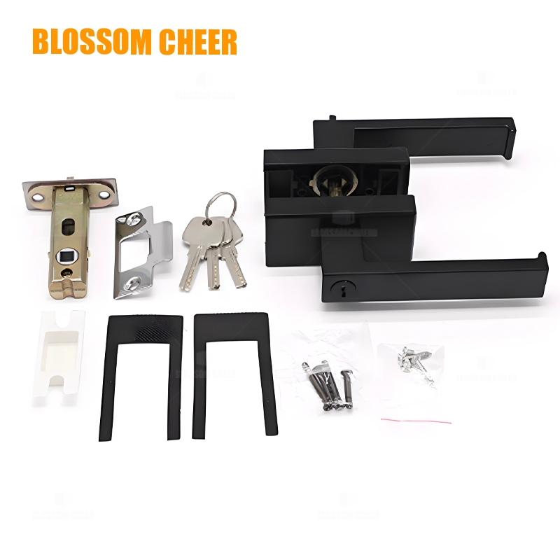 Sleek Modern Black Aluminium Glass Door Lock for Interiors