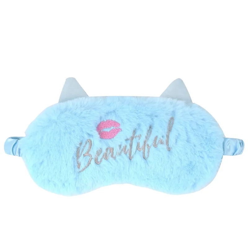 Quality Fur Plush Kids Cute Animal Sleeping Embroidery Pattern Eye Masks