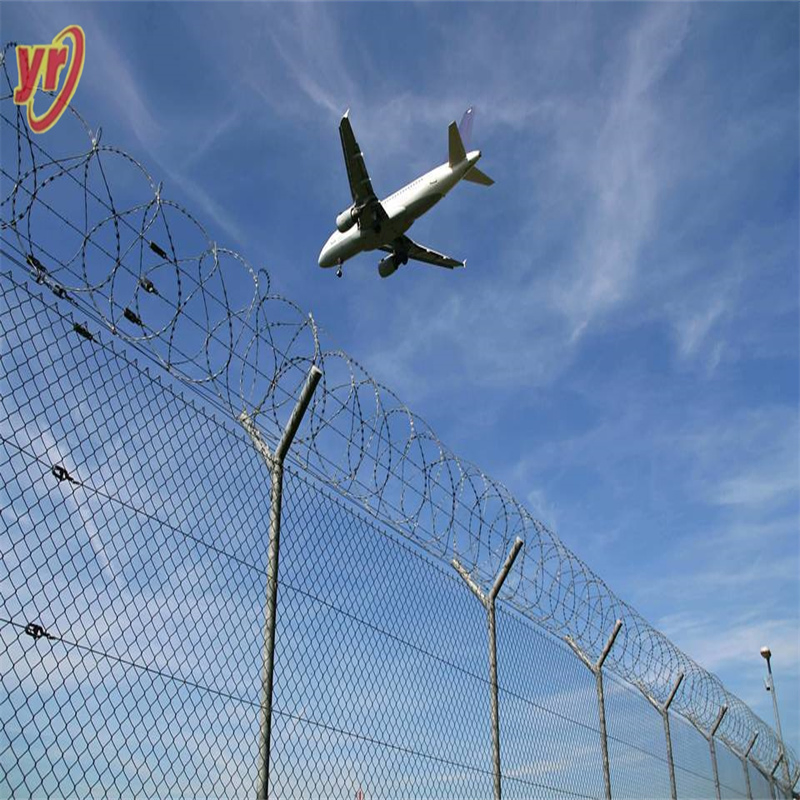 Chain Link Airport Fence Max 3m Tall with Razor or Barb Wire