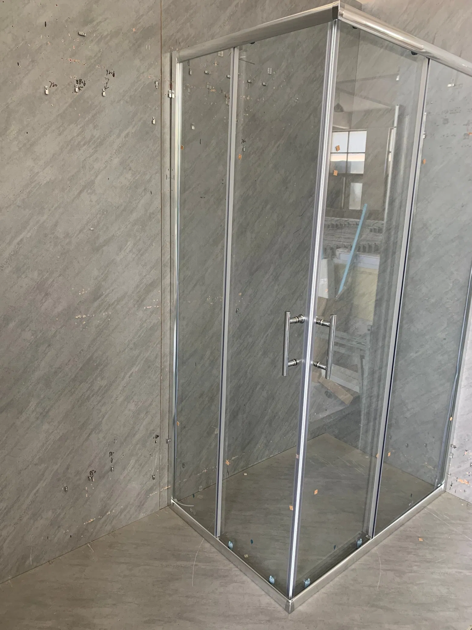 Bathroom Walk in Sliding Shower Cubicle Aluminum Frame Glass Shower Enclosure
