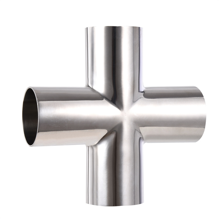 3A DIN SMS Sanitary Stainless Steel 304 316L Weld Cross Pipe Fitting