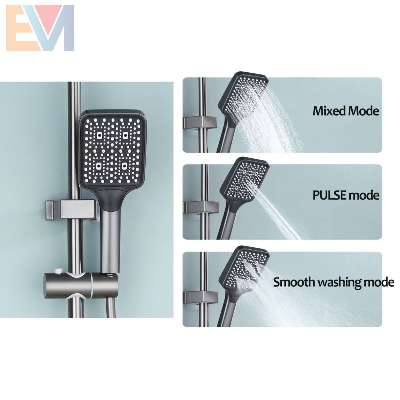 Bathroom Set Black Brass Shower Faucet Hot and Cold Shower System Rain Shower Set
