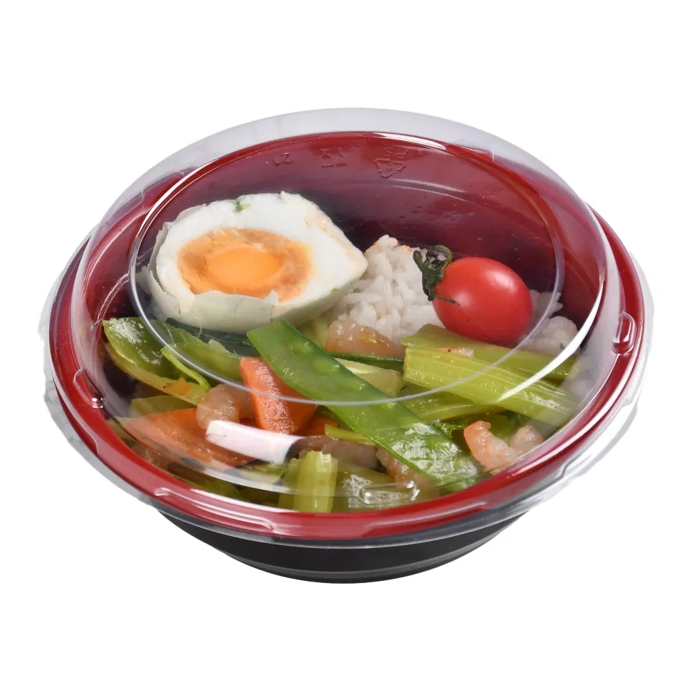 23 Oz Disposable Black White Healthy Meal Prep Togo Ramen Bowl with Lid