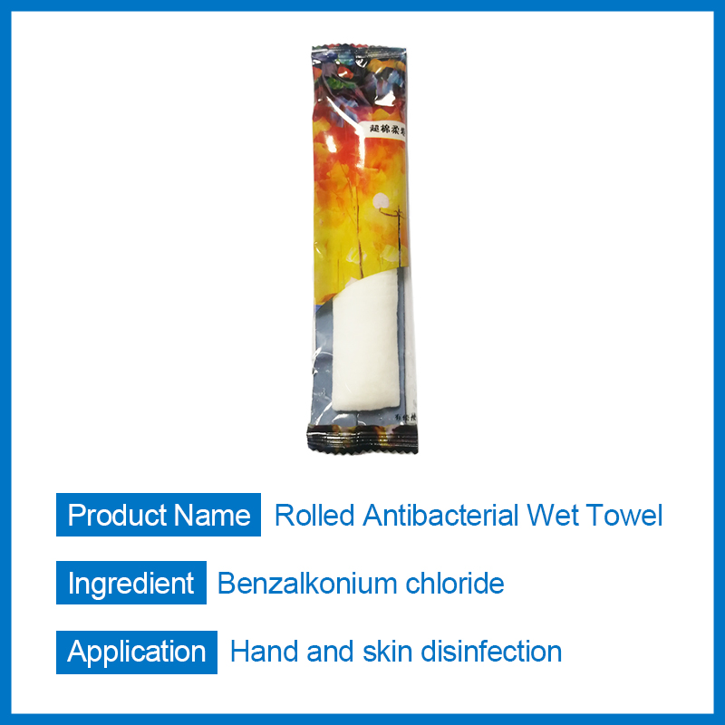 Customized Antibacterial Wet Towel Wipes Rolled up for Airline Restaurant