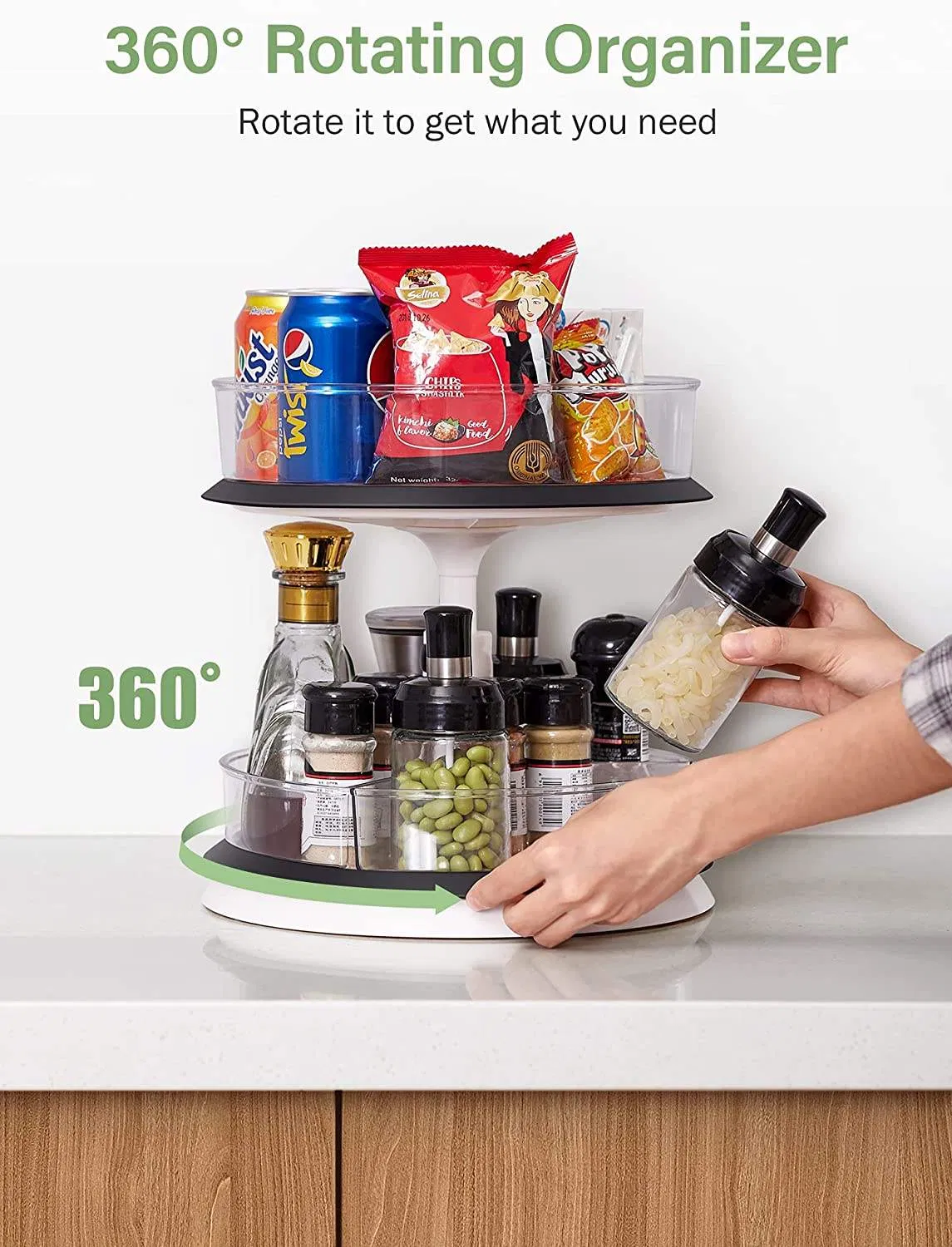 Двухуровневая вращающаяся подставка для специй