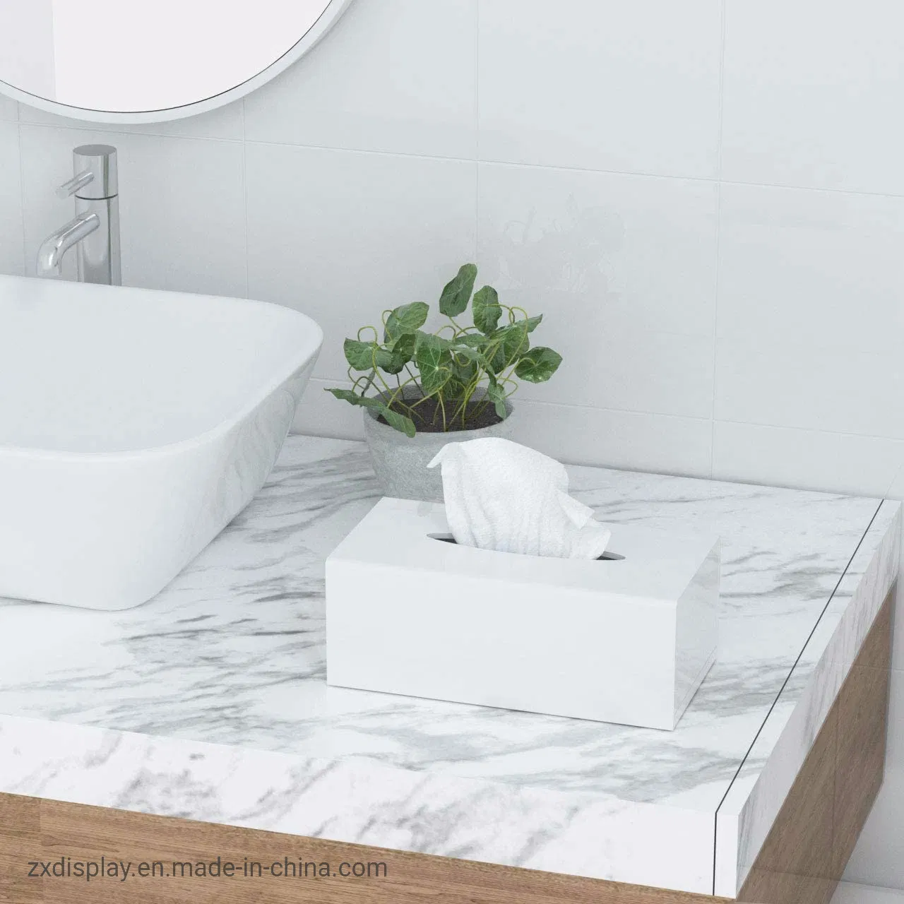 Wholesale White Plexiglass Plastic Paper Towel Container Facial Tissue Box Cover Holder