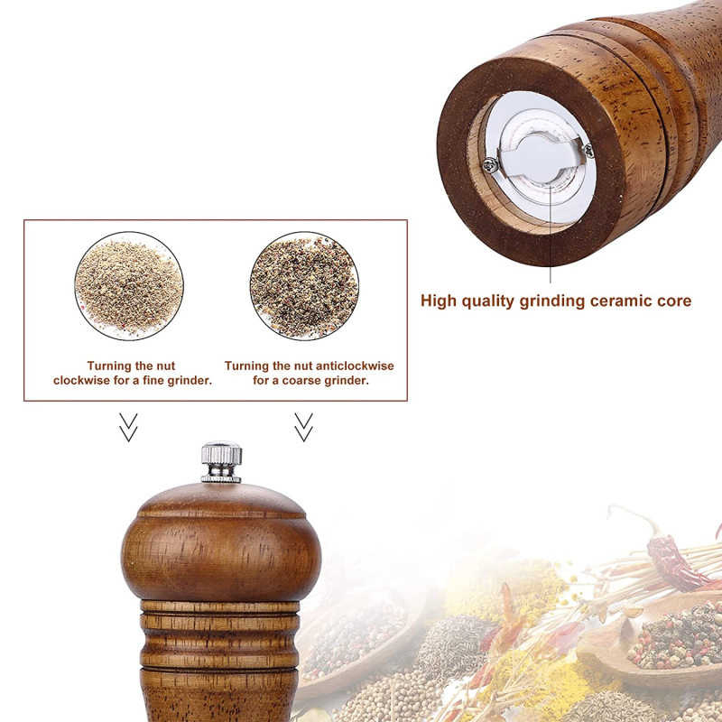 Oak Grinder Manual Pepper Mill Multi-Purpose Flavor Bottle Kitchen Tools