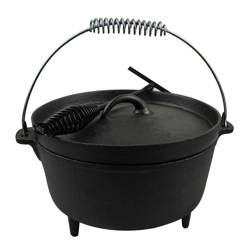 Чугунный кемпинговый котелок Dutch Oven с предварительной прокалкой