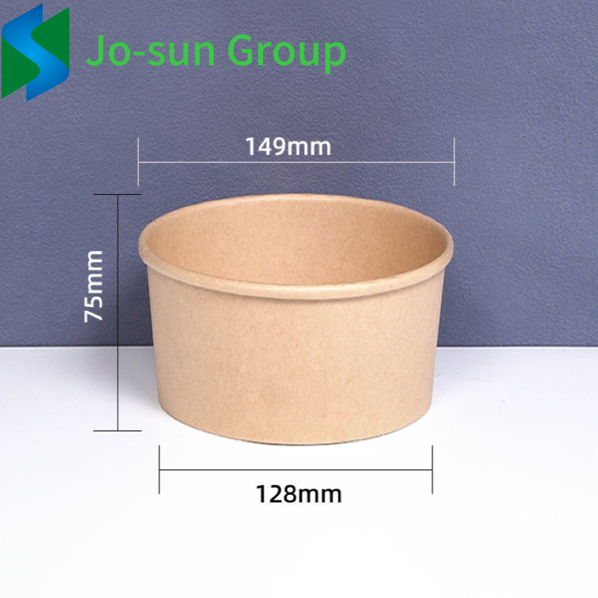 Jo-Sun New Product Brown 6 8 12 Oz Tableware Disposable Takeout Away Take Way Kraft Paper Salad Bowl