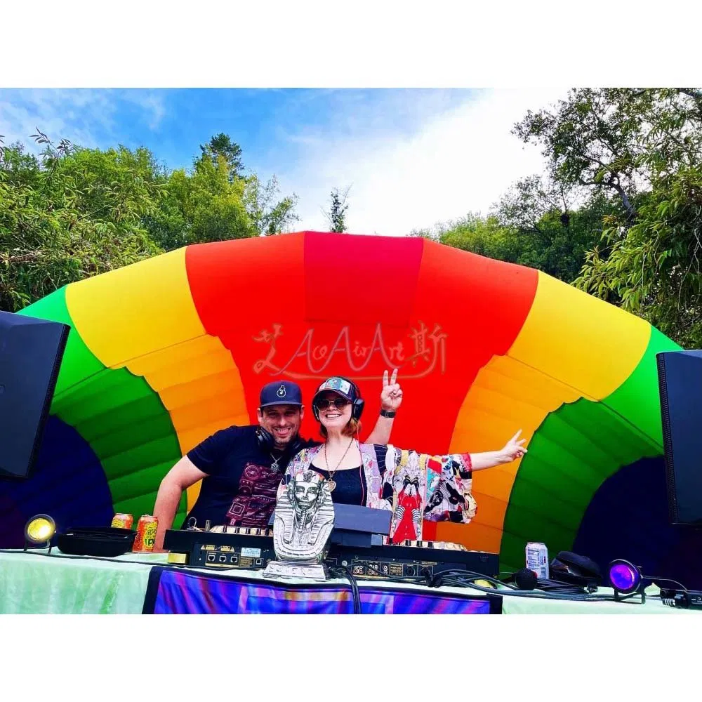 5m Wide Oxford Cloth Inflatable Rainbow Tent with Blower for DJ Party Backdrop