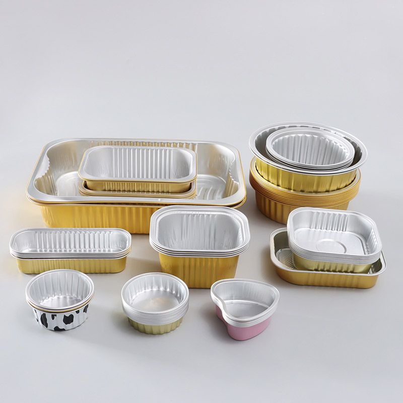 Custom Logo Color Smooth Wall Pastry Tray Disposable Aluminum Foil Food Container with Transparent Lid