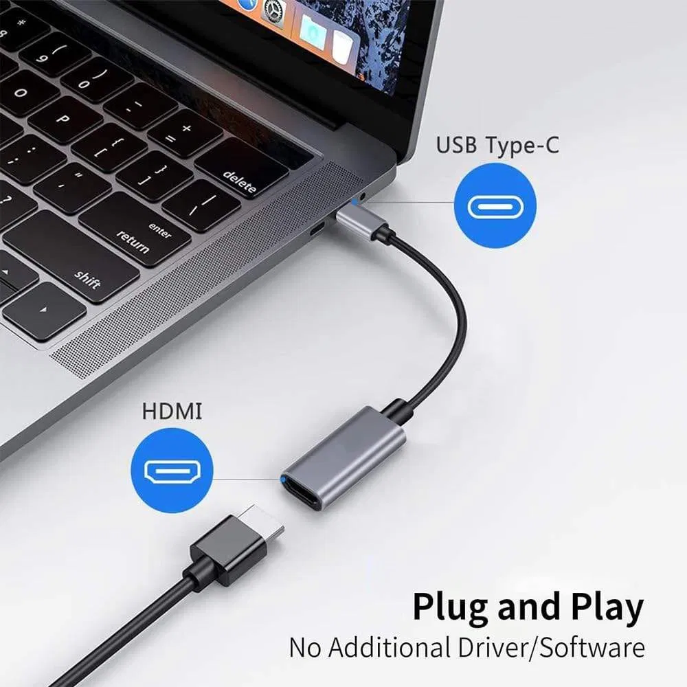 HDMI Male to USB Type C Female Converter 4K 60Hz HDMI to USB C Adapter Display Suitable for Type C Interface for PS5 Computer