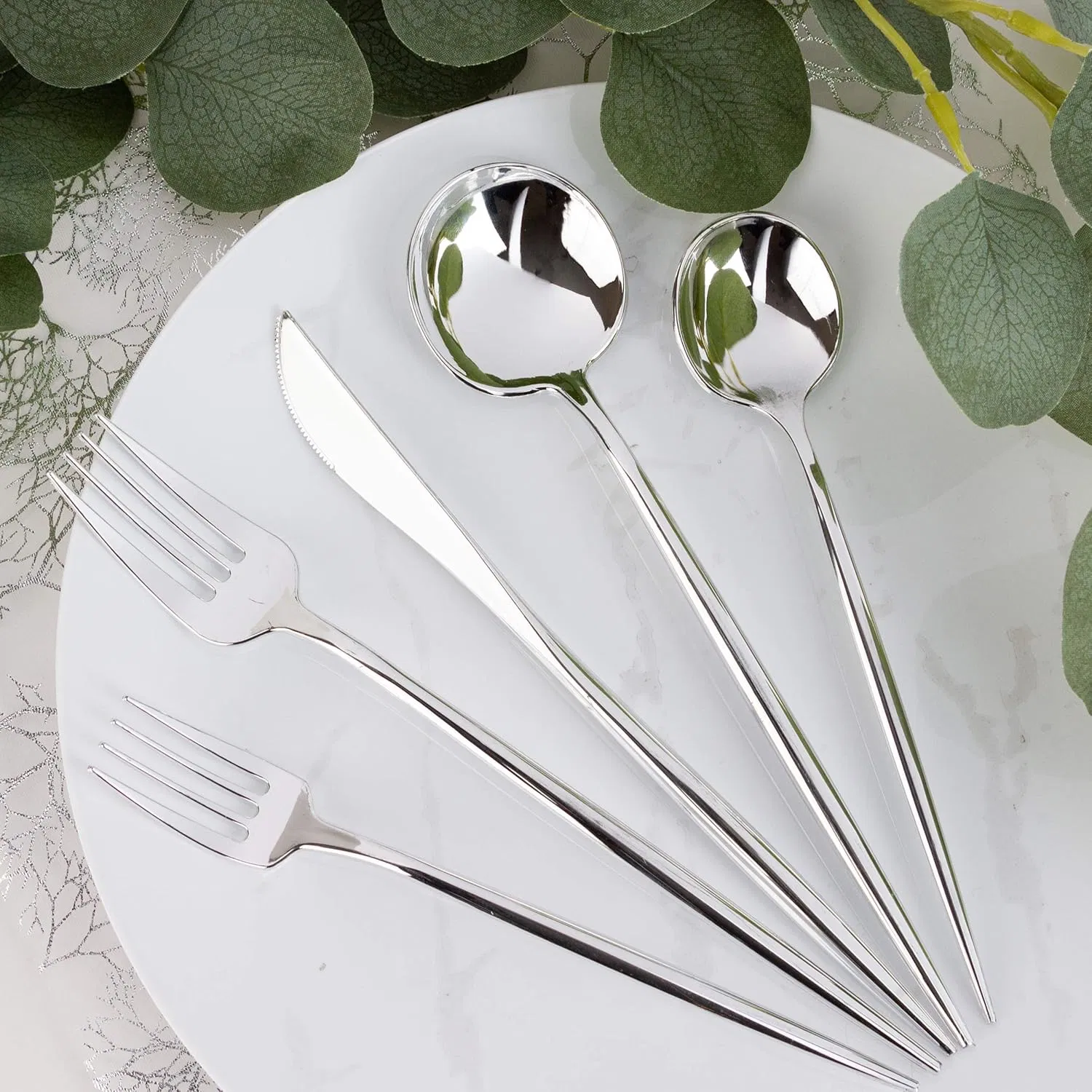 Premium Heavy Duty Silver Plastic Cutlery Set for Events