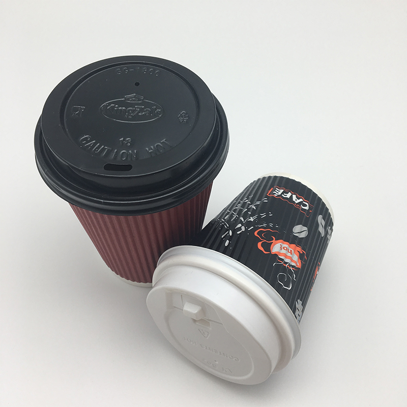 Disposable Ripple Wall Paper Cup Hot Coffee Paper Cup with Lids
