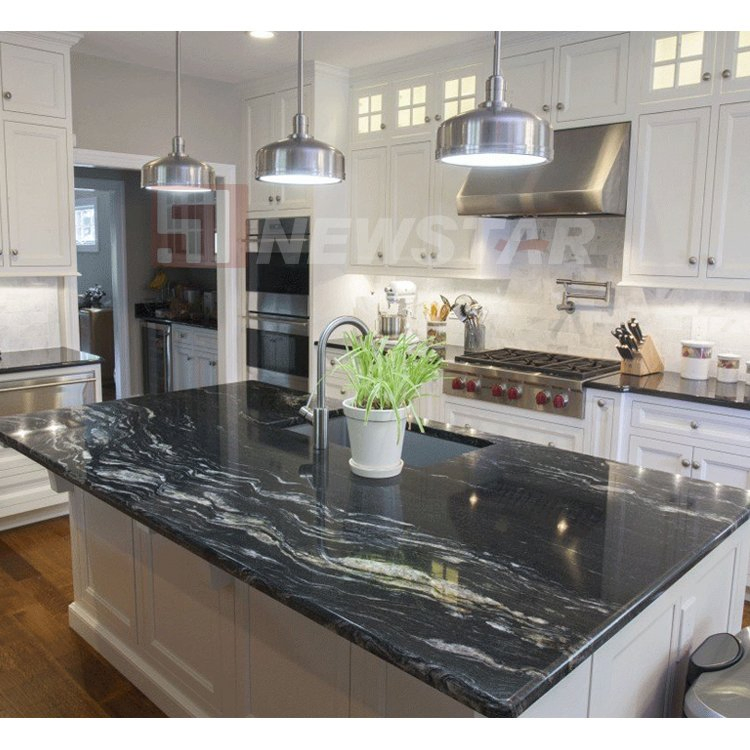 Natural Stone Kitchen Granite Slab Tile Vanity Tops Island Top Black Granite Kitchen Countertop